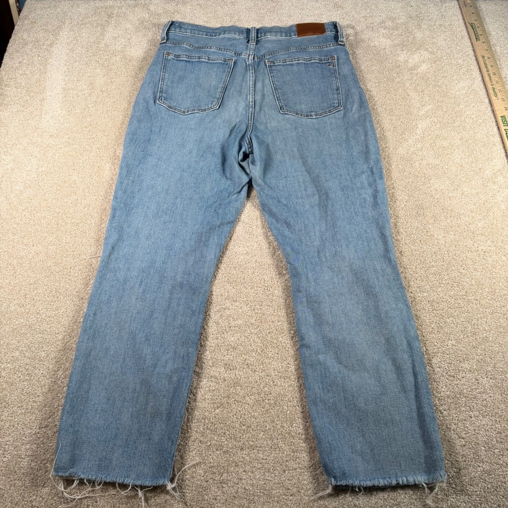 Madewell The High-Rise Slim Crop Boyjean Womens 29 Blue Distressed Raw Hem - Picture 2 of 12